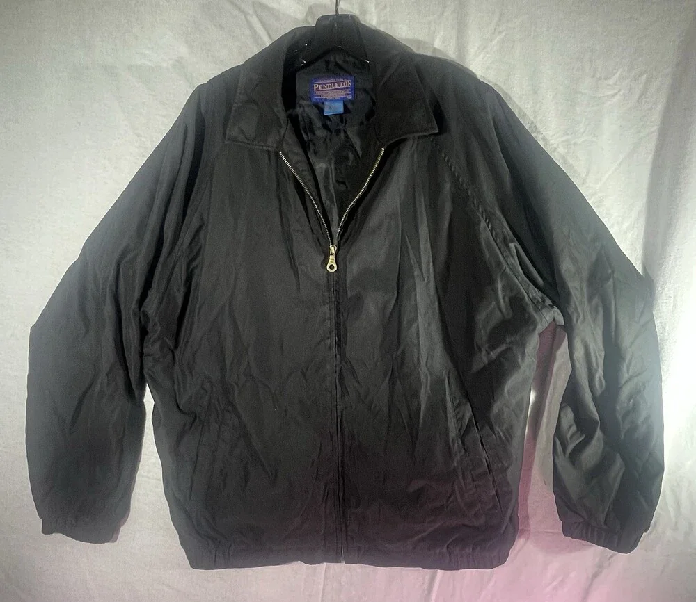 Vintage Pendleton Black Nylon Full Zip Jacket Size XL